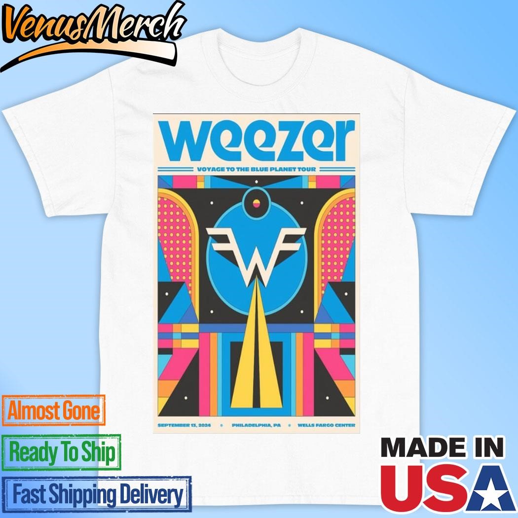 Official Weezer Philadelphia, PA September 13 2024 Wells Fargo Center Concert Poster Shirt