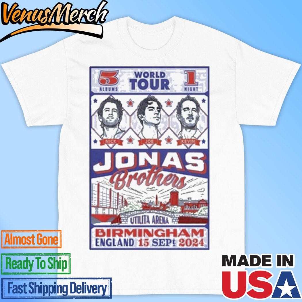 Official Jonas Brothers September 15 2024 Show In Birmingham, UK Concert Shirt