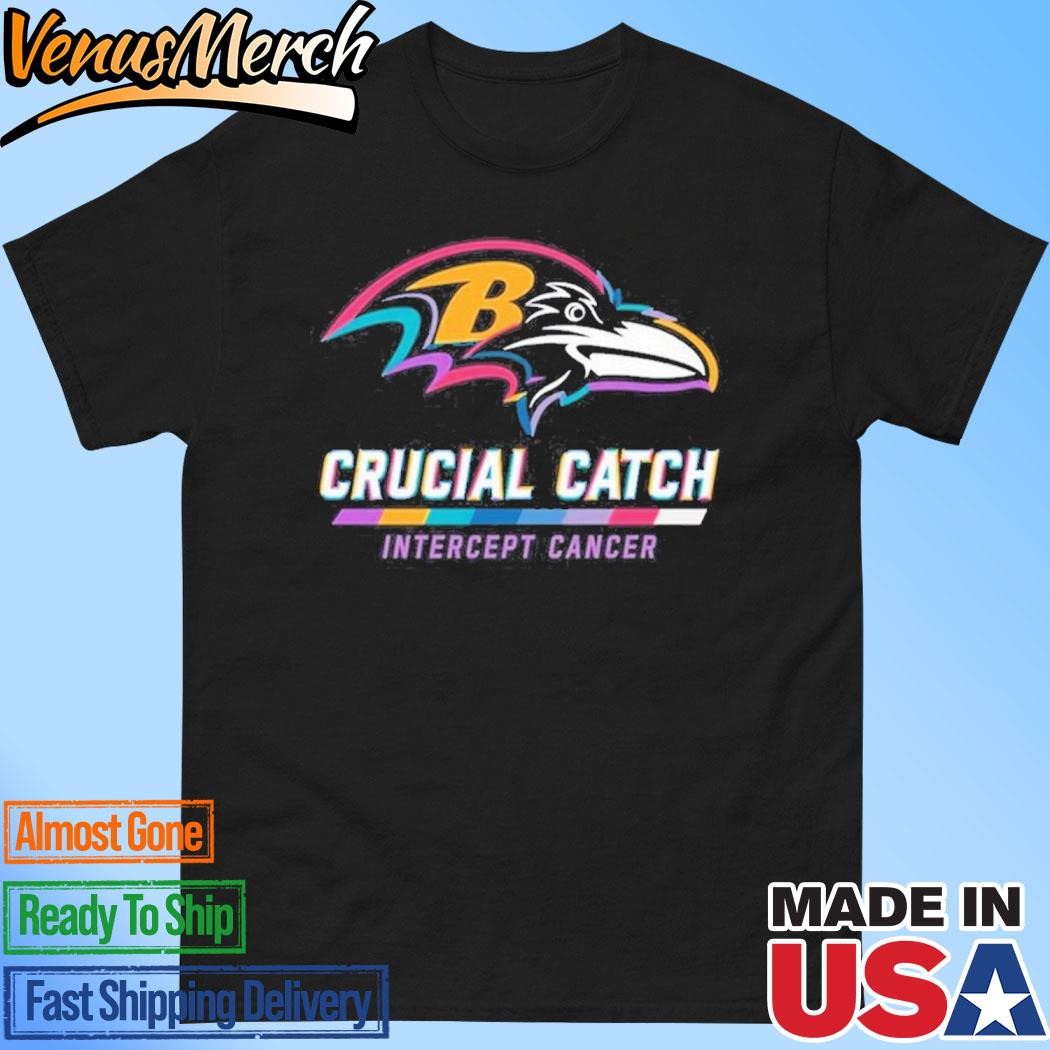 Official Baltimore Ravens 2024 Crucial Catch Intercept Cancer Awareness T-Shirt