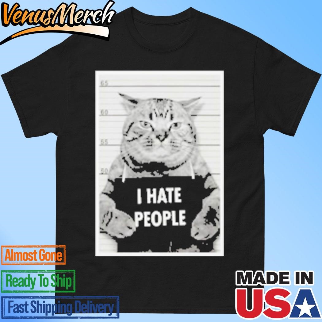 Official Cat Mugshot I Hate People T-Shirt