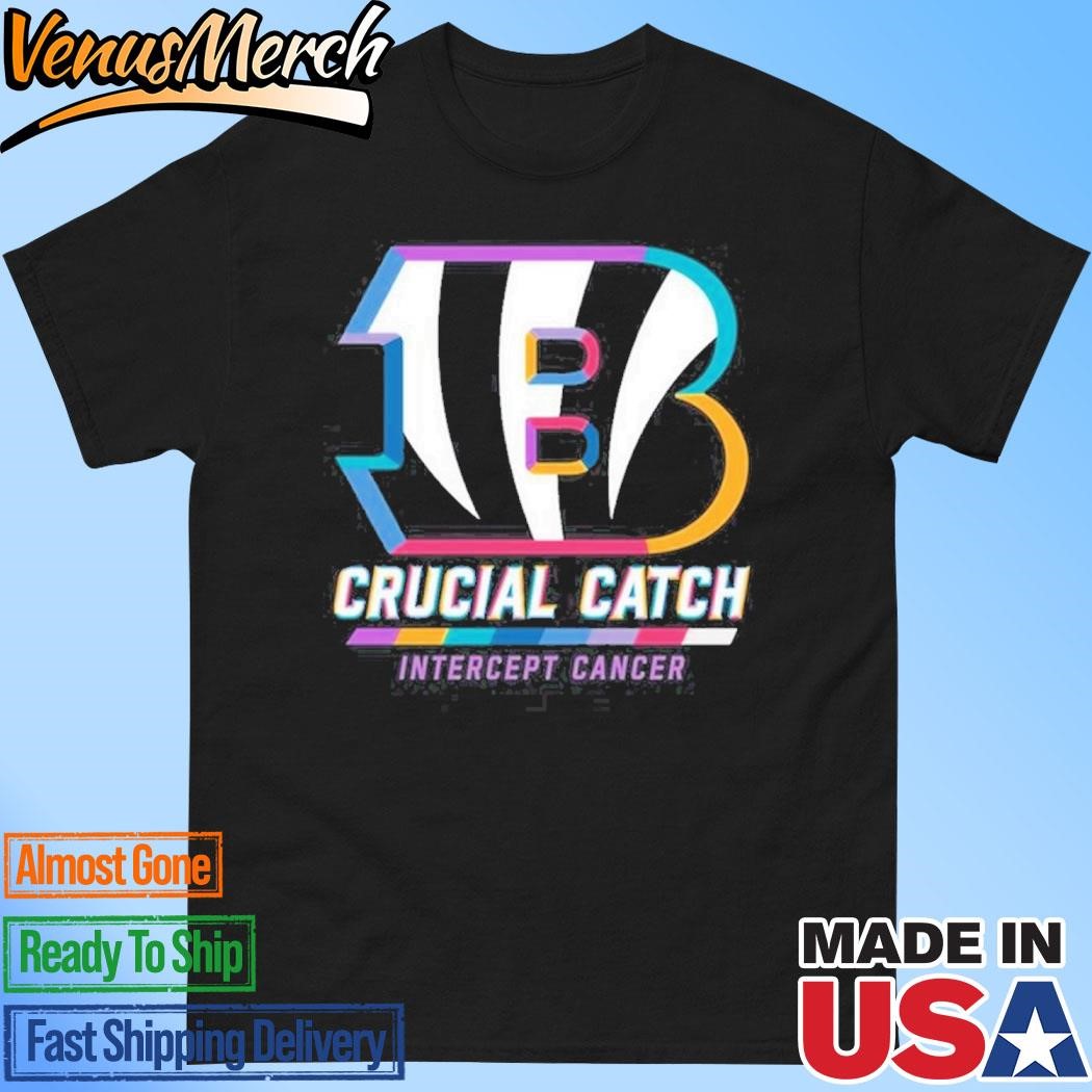 Official Cincinnati Bengals 2024 Crucial Catch Intercept Cancer Awareness T-Shirt