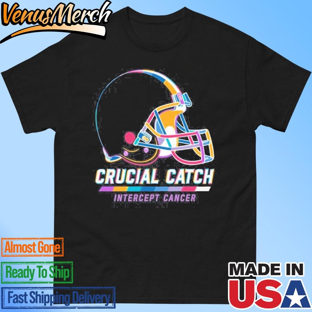 Official Cleveland Browns 2024 Crucial Catch Intercept Cancer Awareness T-Shirt