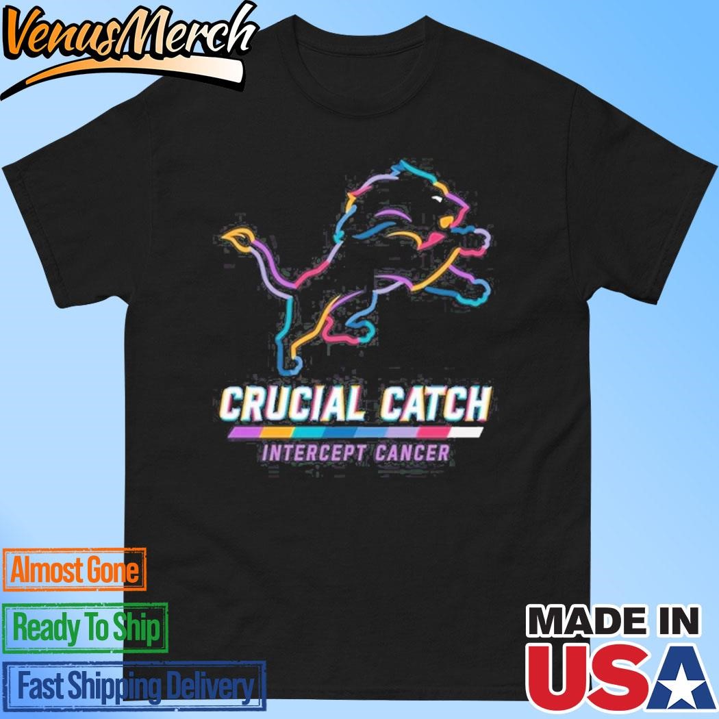 Official Detroit Lions 2024 Crucial Catch Intercept Cancer Awareness T-Shirt