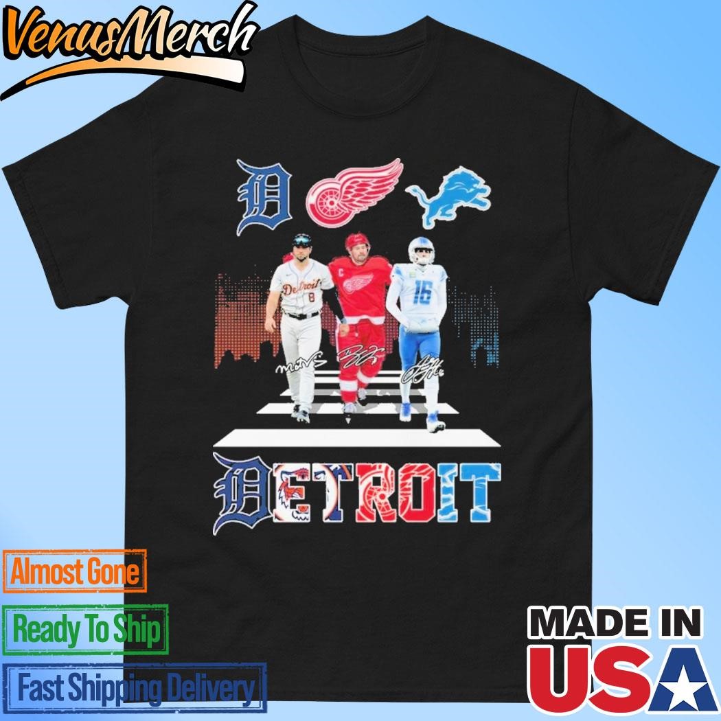 Official Detroit Tigers Matt Vierling Detroit Lions Jared Goff Red Wings Dylan Larkin T-Shirt