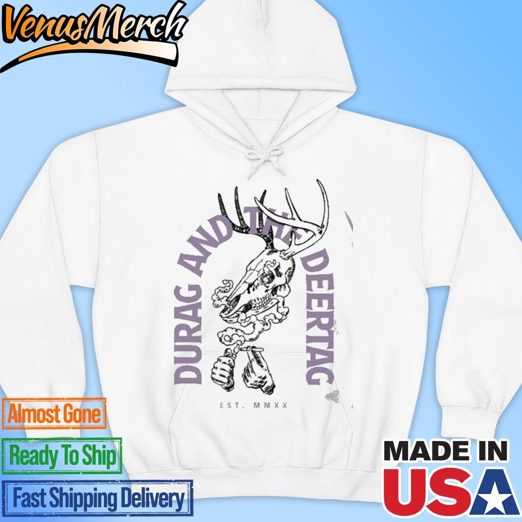 Official Durag and the Deer Tag Get Smoking Deer Skull Hoodie