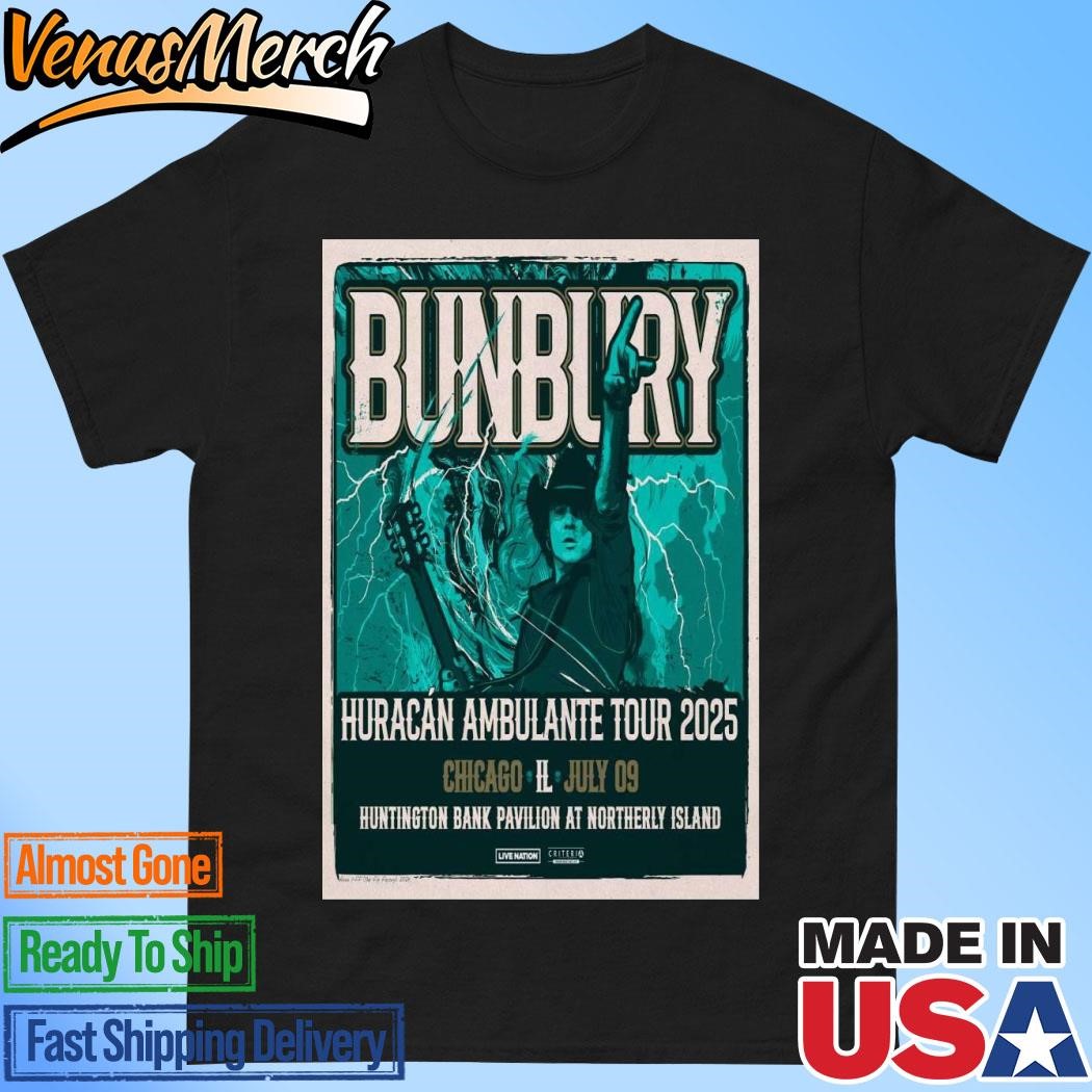 Official Enrique Bunbury Huntington Bank Pavilion at Northerly Island On Jul 9 2025 in Chicago IL Poster Shirt