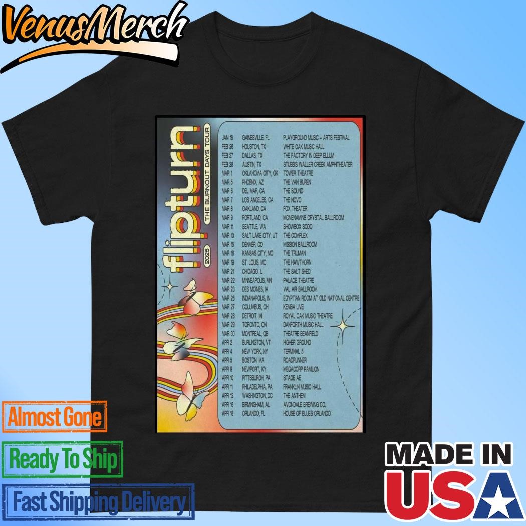 Official Flipturn The Burnout Days Tour 2025 Poster Shirt