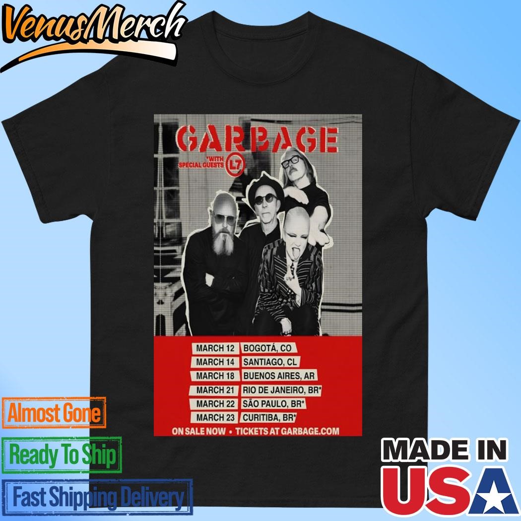 Official Garbage With Special Guests L7 Tour March 2025 Poster Shirt