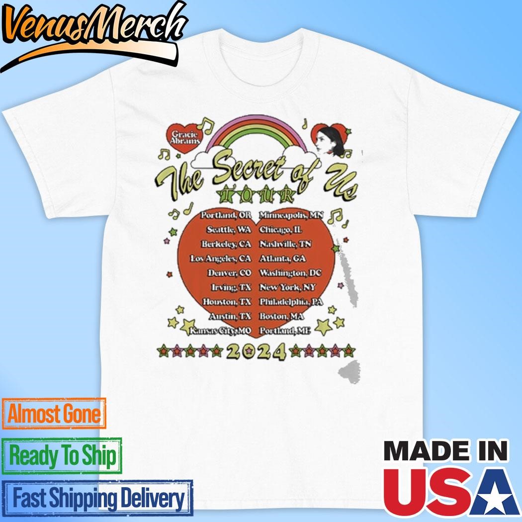 Official Gracie Abrams The Secret Of Us Tour ’24 Dateback Shirt