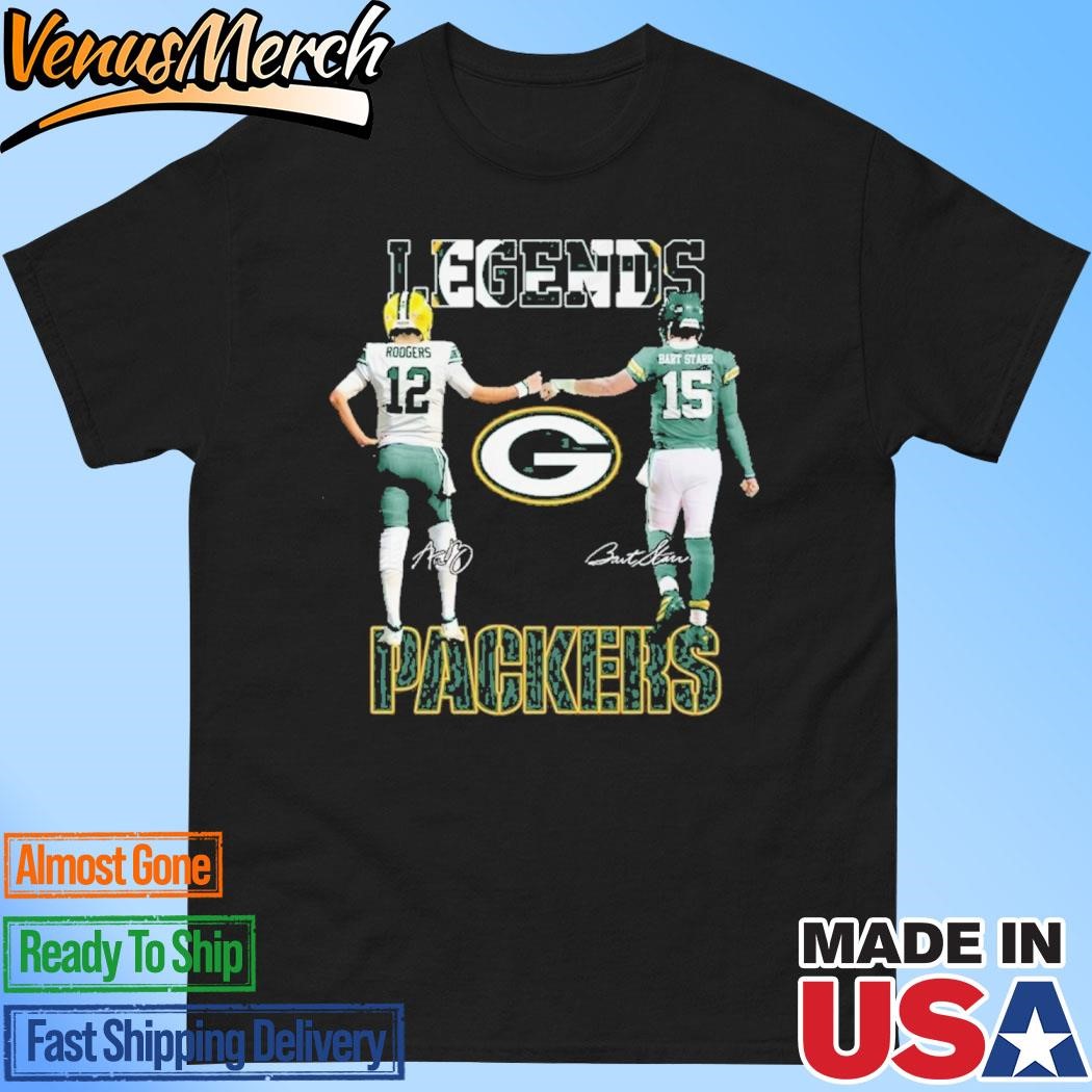 Official Green Bay Packers Legends Aaron Rodgers x Bart Starr Signature Unisex T-Shirt