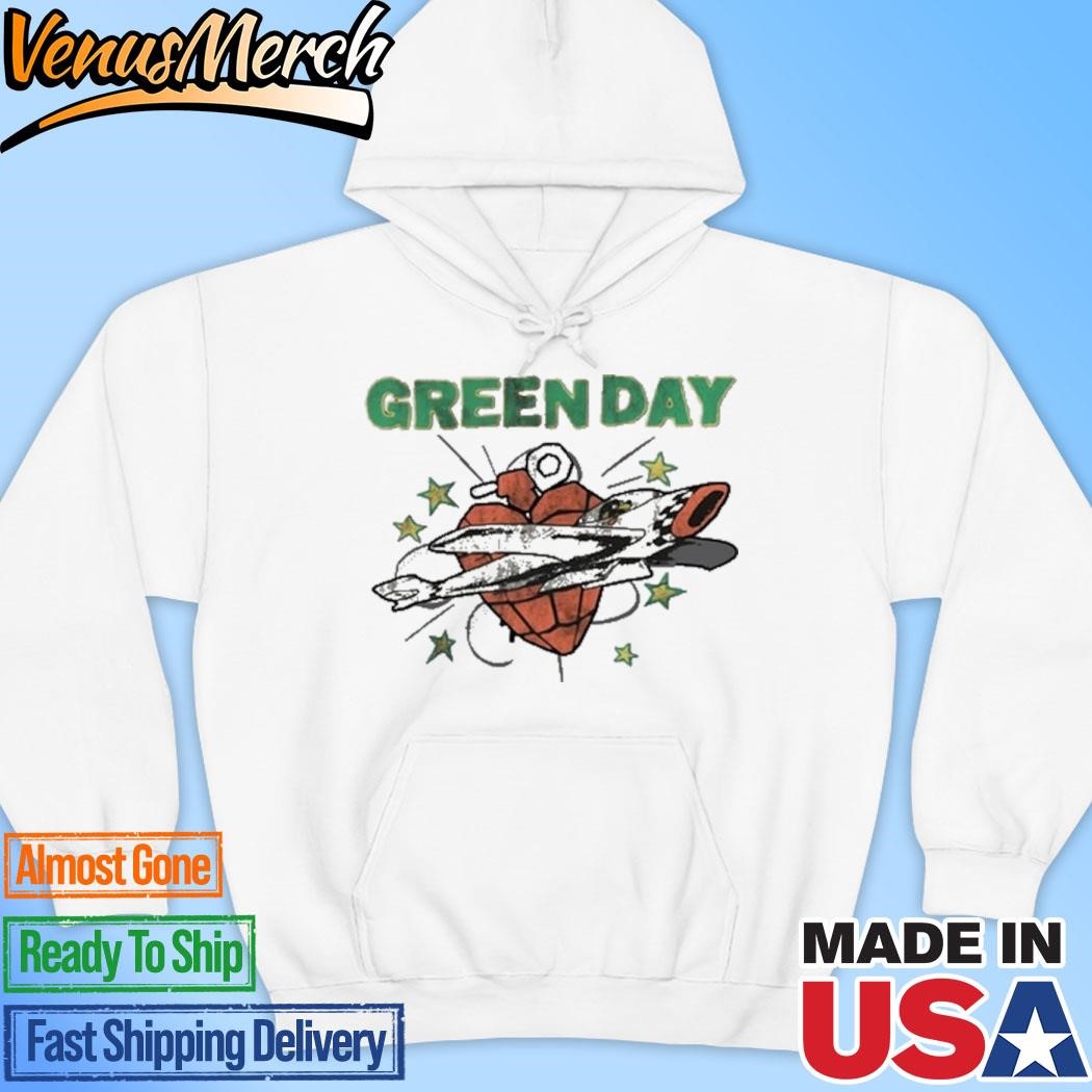 Official Green Day Airplane Heart Grenade Tour 2024 Hoodie