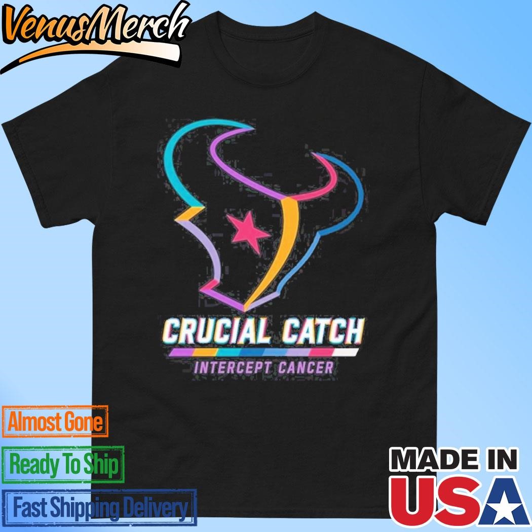 Official Houston Texans 2024 Crucial Catch Intercept Cancer Awareness T-Shirt