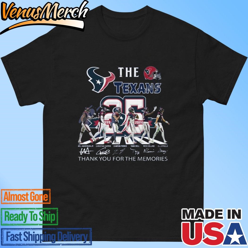 Official Houston Texans 25th Anniversary 1999-2024 Thank You For The Memories T-Shirt