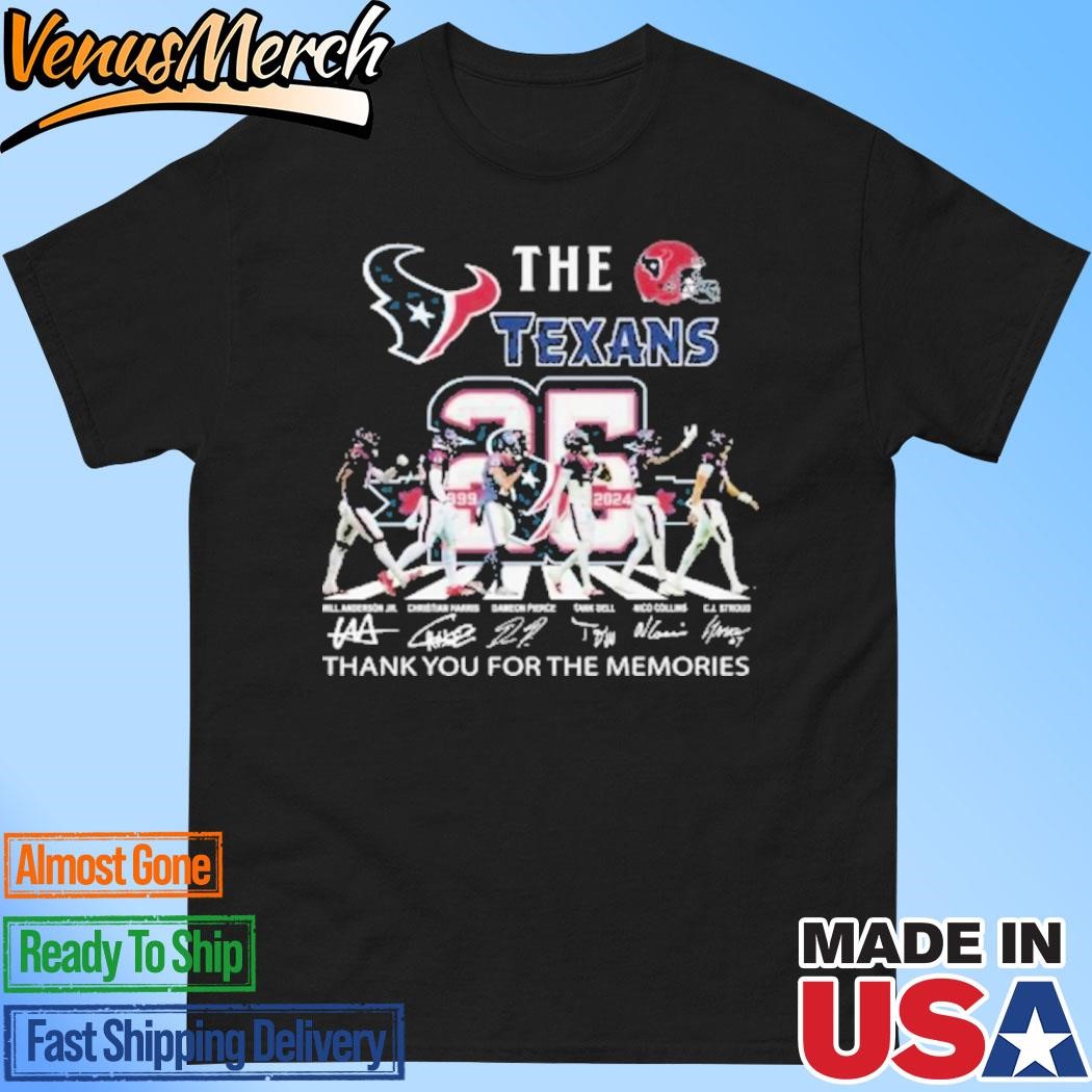 Official Houston Texans Thank You For The Memories Of Texans For 25 Years T-Shirt