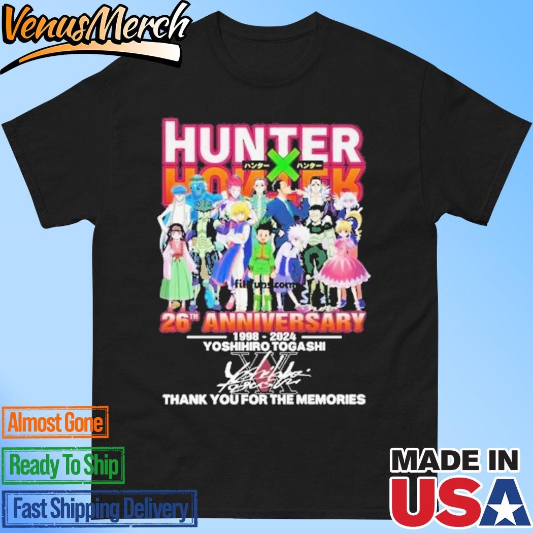 Official Hunter x Hunter 26th Anniversary 1998-2024 Yoshihiro Togashi Thank You For The Memories T-Shirt