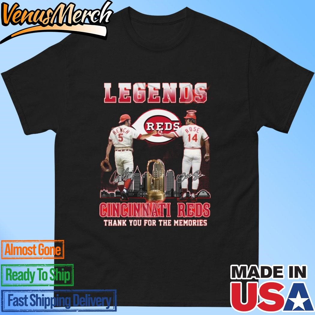 Official Legends Bench & Rose Cincinnati Reds Thank You For The Memories T-Shirt