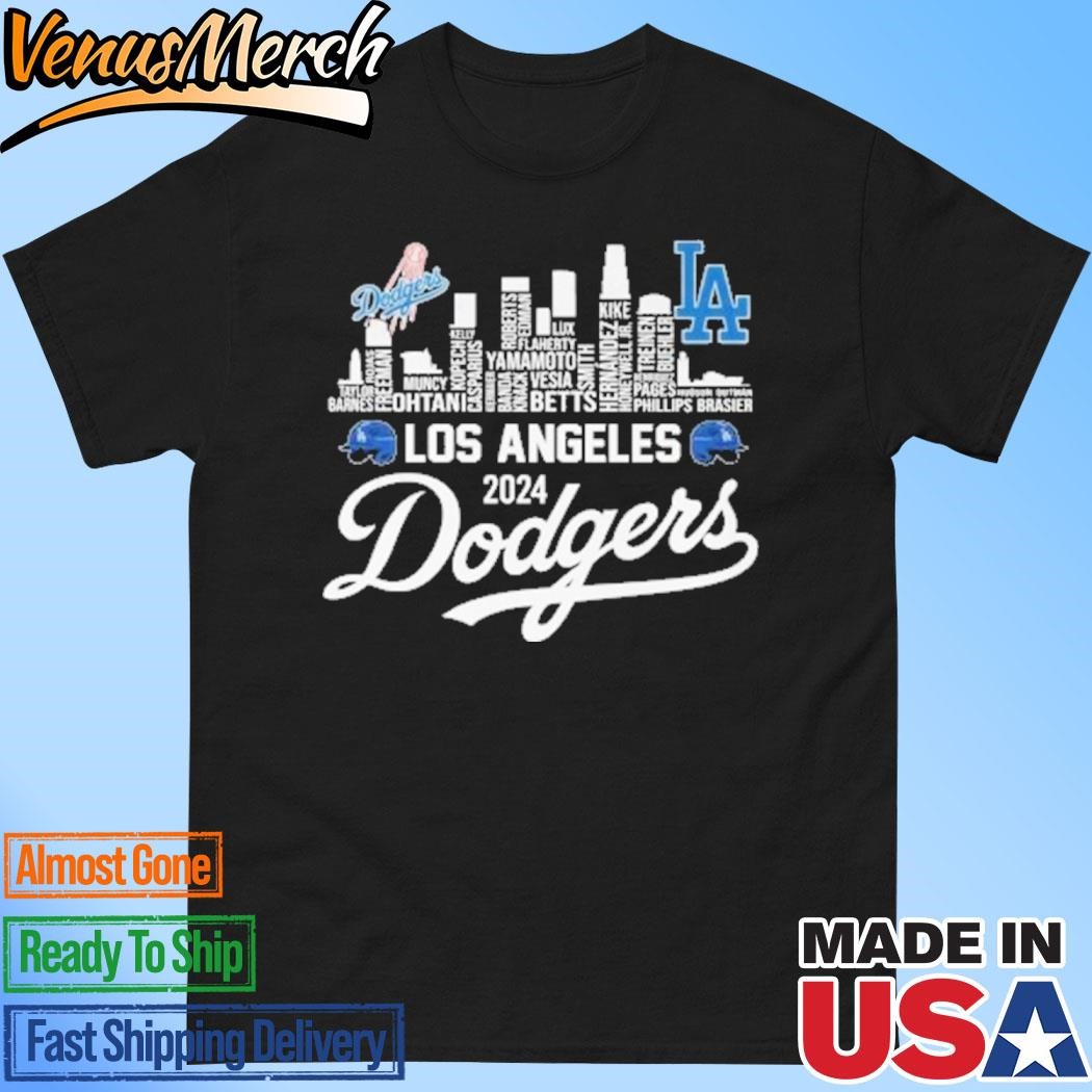 Official Los Angeles Dodgers 2024 Champions Skyline Of LA City T-Shirt