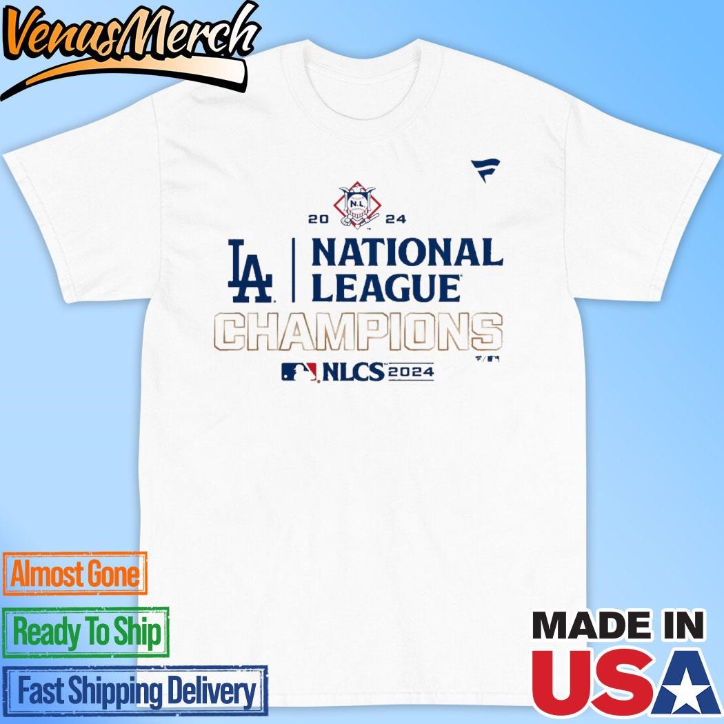 Official Los Angeles Dodgers Fanatics Heather Gray 2024 National League Champions Locker Room T-Shirt