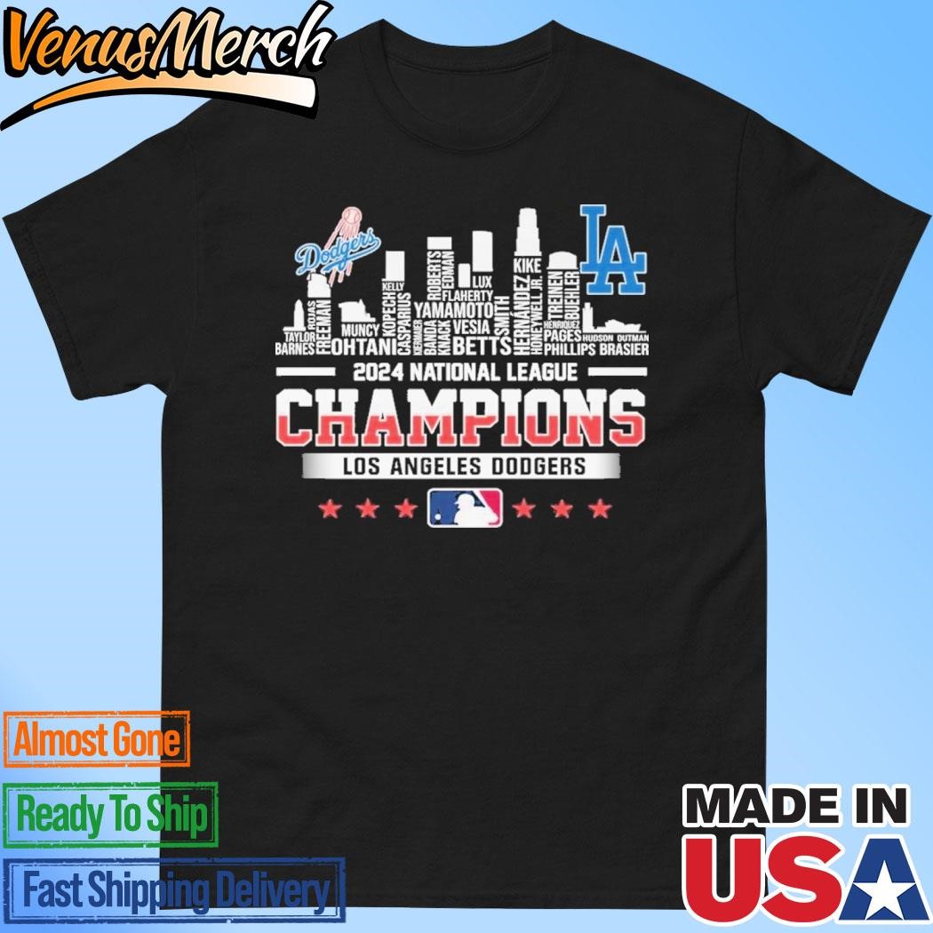 Official Los Angeles Dodgers Skyline 2024 Celebrating National League Champions T-Shirt