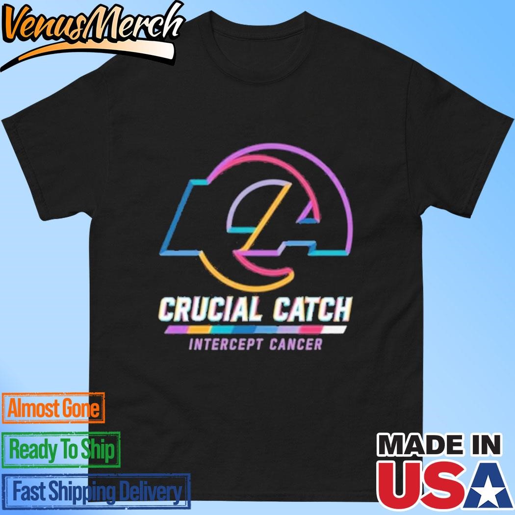 Official Los Angeles Rams 2024 Crucial Catch Intercept Cancer Awareness T-Shirt