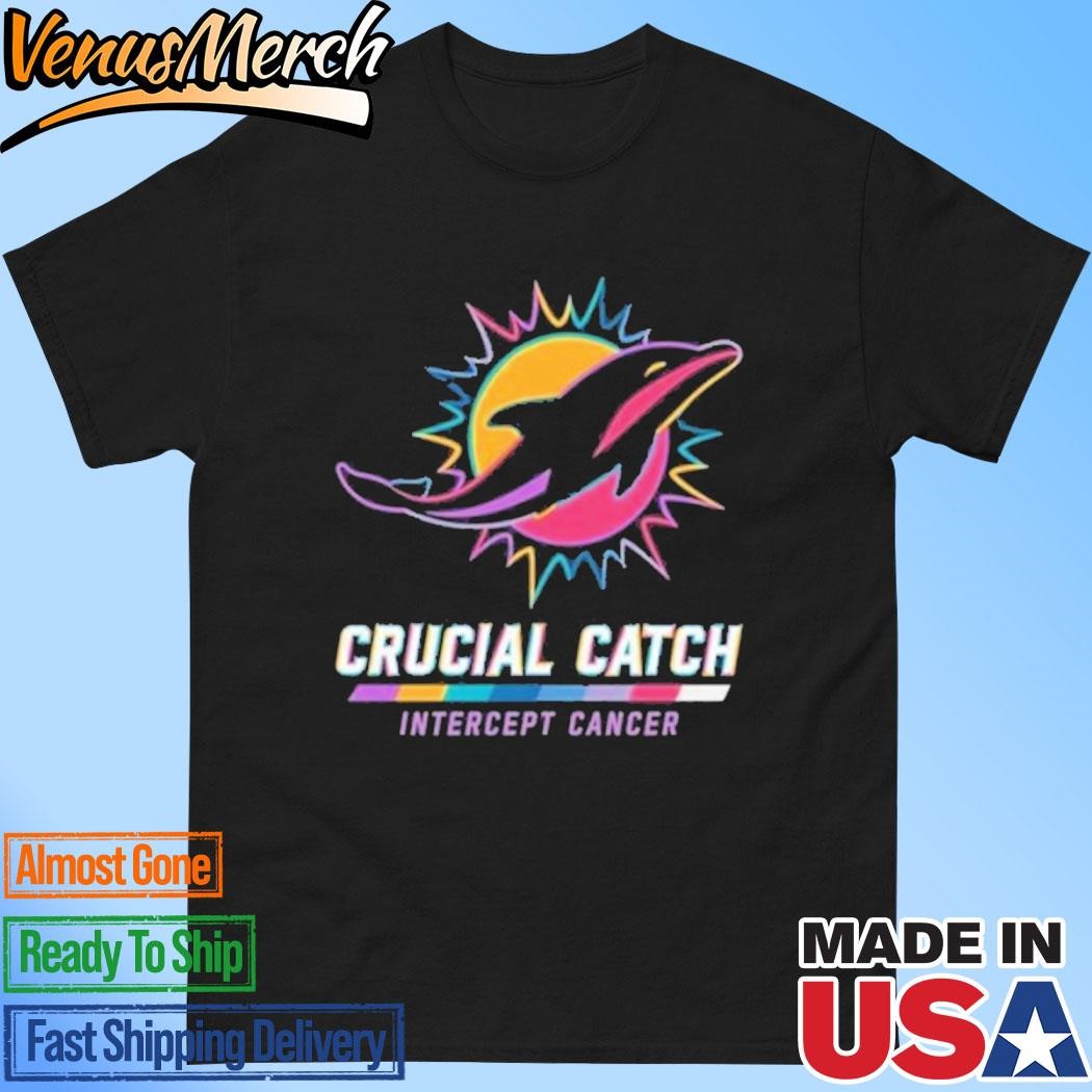 Official Miami Dolphins 2024 Crucial Catch Intercept Cancer Awareness T-Shirt