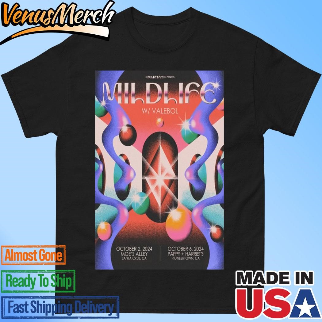 Official Mildlife Oct 2 & 6 2024 Santa Cruz And Pioneertown, CA Concert Poster Advertisement Shirt