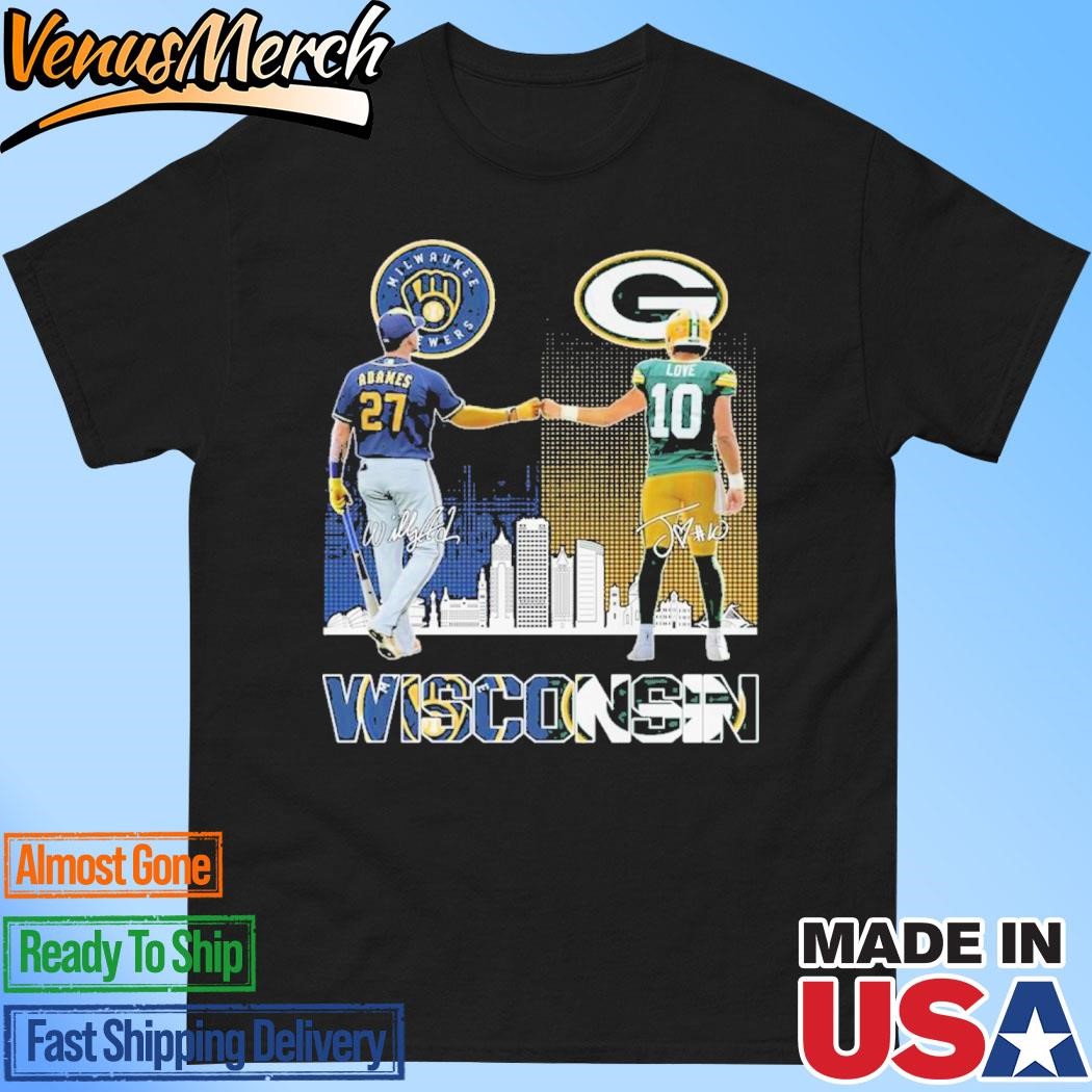 Official Milwaukee Brewers 2024 Willy Adames Green Bay Packers Jordan Love T-Shirt