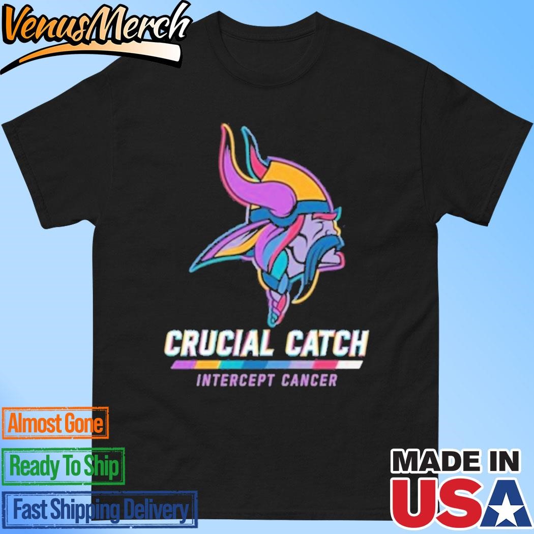 Official Minnesota Vikings 2024 Crucial Catch Intercept Cancer Awareness T-Shirt