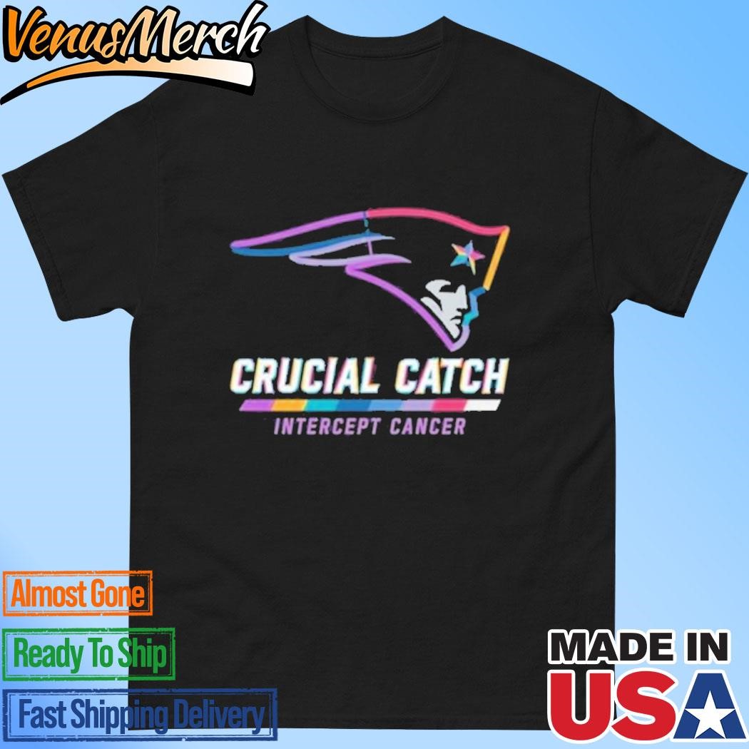 Official New England Patriots 2024 Crucial Catch Intercept Cancer Awareness T-Shirt