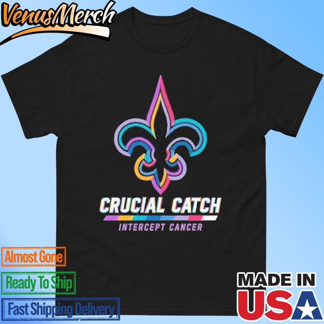 Official New Orleans Saints 2024 Crucial Catch Intercept Cancer Awareness T-Shirt