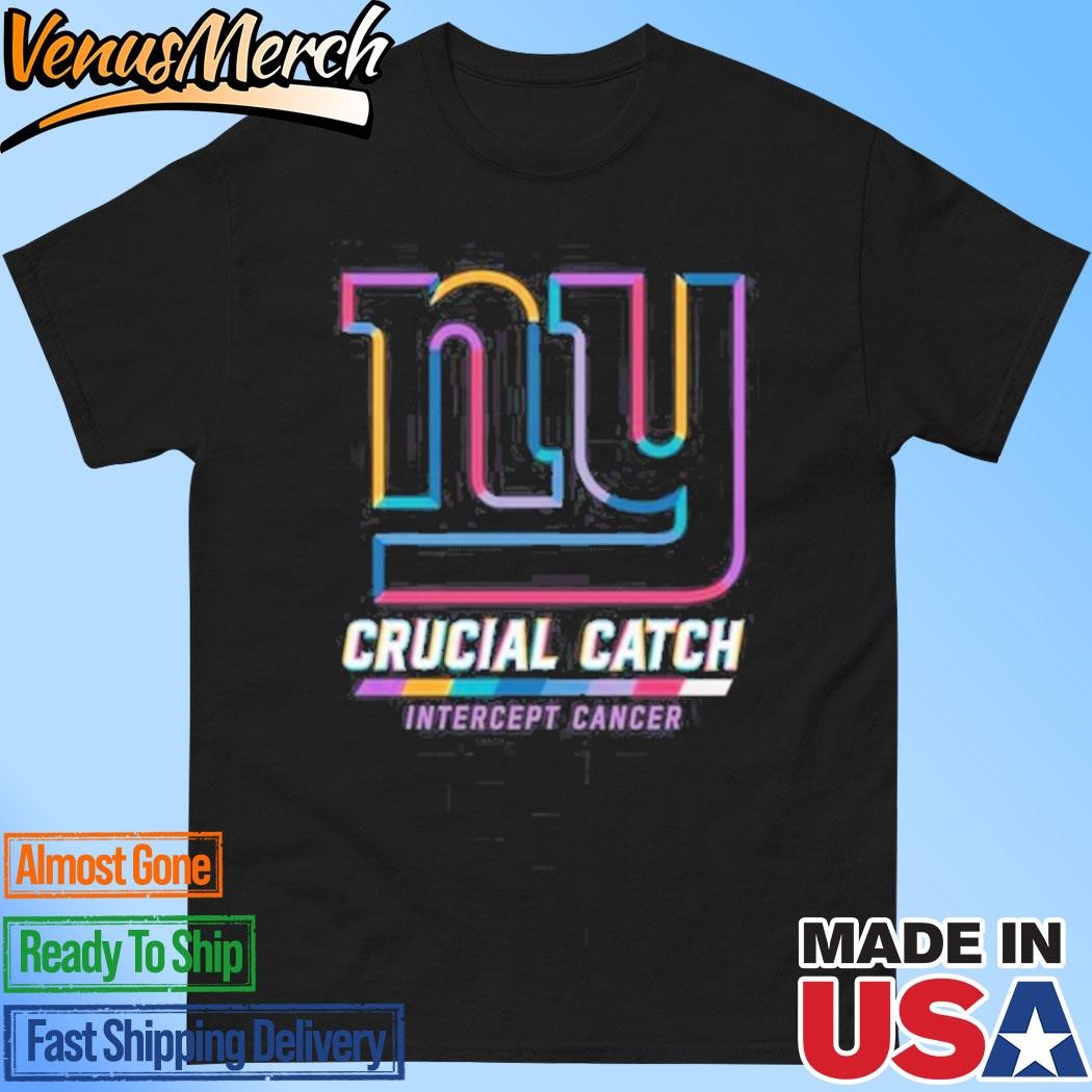 Official New York Giants 2024 Crucial Catch Intercept Cancer Awareness T-Shirt