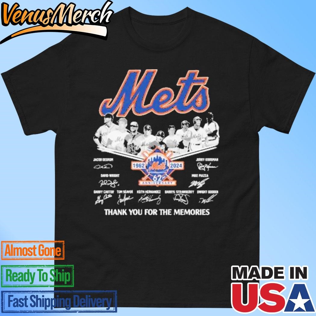 Official New York Mets 1962-2024 62 Anniversary Signature Thank You For The Memories Unisex T-Shirt