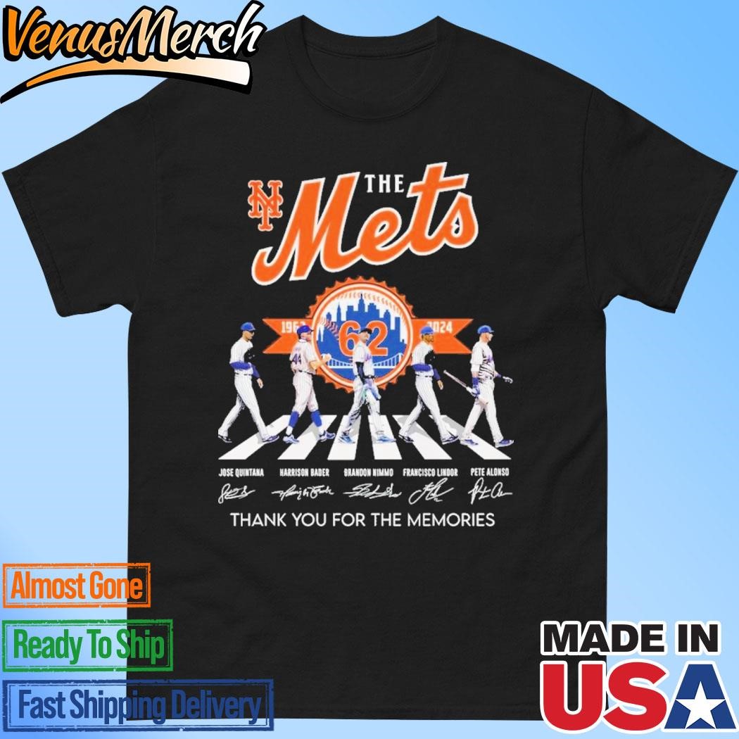 Official New York Mets 62th 1962-2024 Thank You For The Memories 2D T-Shirt