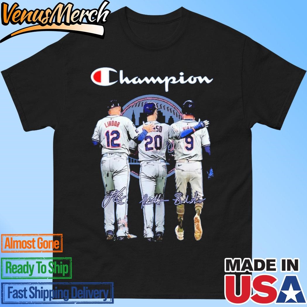 Official New York Mets Champion Francisco Lindor Brandon Nimmo Pete Alonso T-Shirt