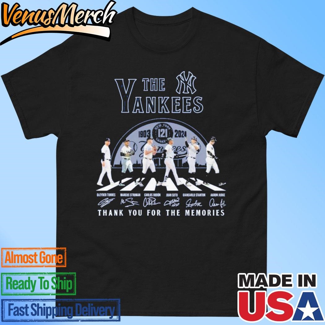 Official New York Yankees 121st 1903-2024 Thank You For The Memories 2D T-Shirt