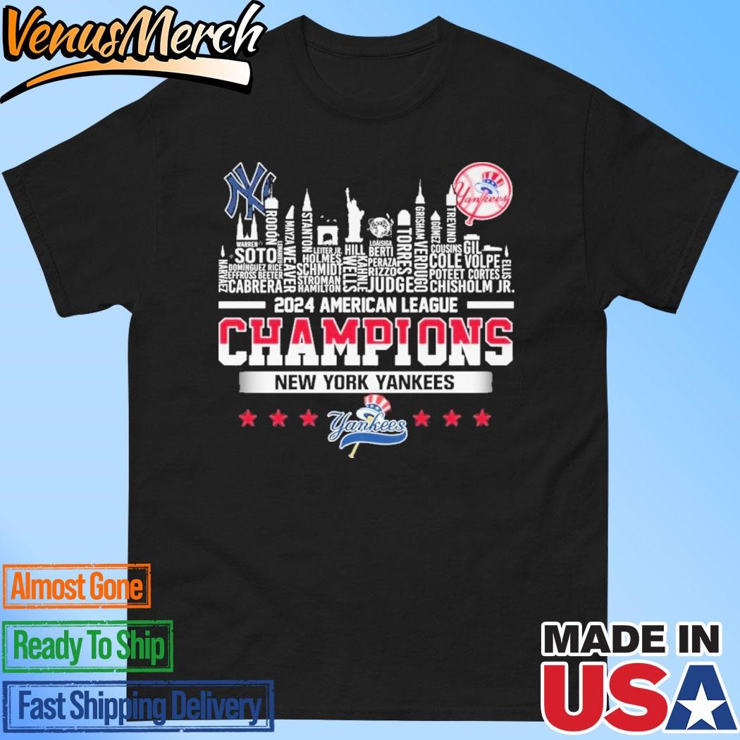 Official New York Yankees 2024 American League Champions Skyline T-Shirt