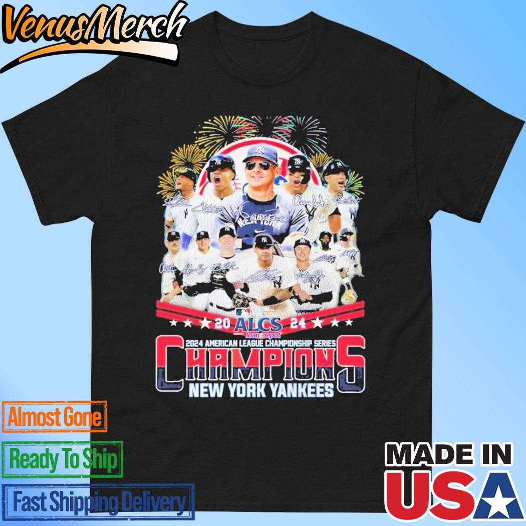 Official New York Yankees 2024 Yankees Celebrating American League Champs T-Shirt