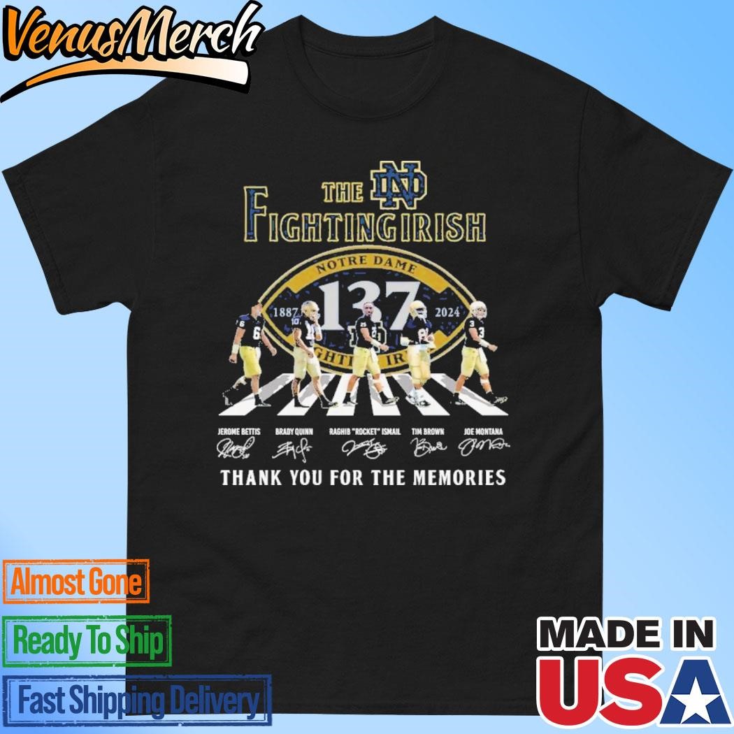 Official Notre Dame Fighting Irish 137 Years Of The Memories 1887-2024 T-Shirt