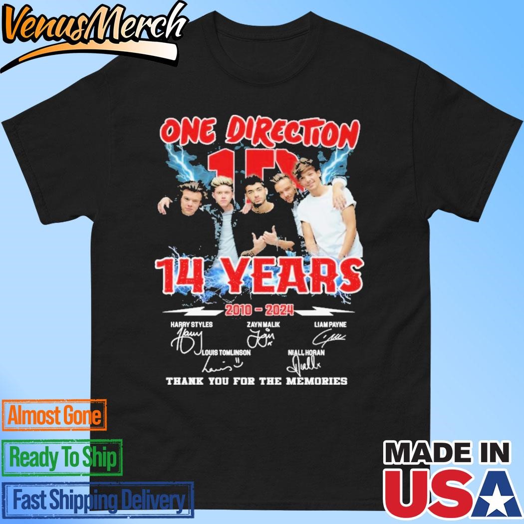 Official One Direction 14 Years 2010-2024 Thank You For The Memories T-Shirt