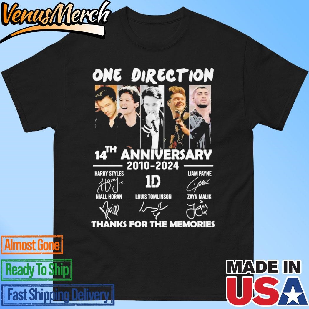 Official One Direction 14th Anniversary 2010-2024 Thank You For The Memories T-Shirt