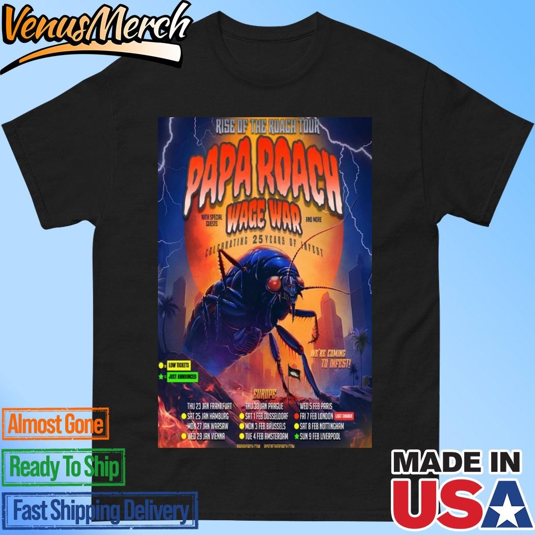 Official Papa Roach Celebrating 25 Years Of Infest Tour Jan 2024 Poster Shirt