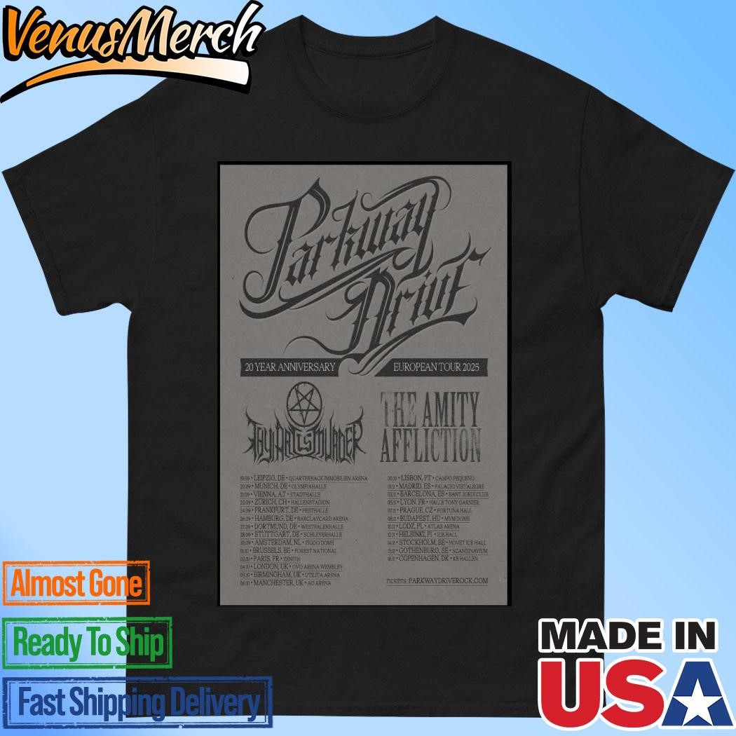 Official Parkway Drive 20 Year Anniversary European Tour 2025 Poster Shirt