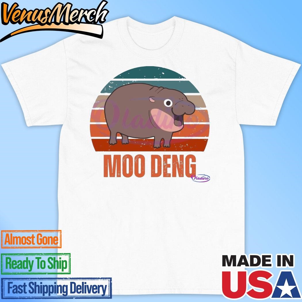 Official Retro Sunset Cute Moo Deng Pygmy Hippo Shirt