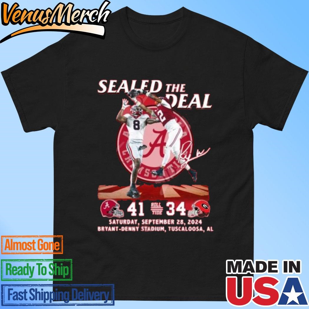 Official Saban Field 2024 The Deal 41-34 Bryant-Denny Stadium Alabama Crimson Tide T-Shirt