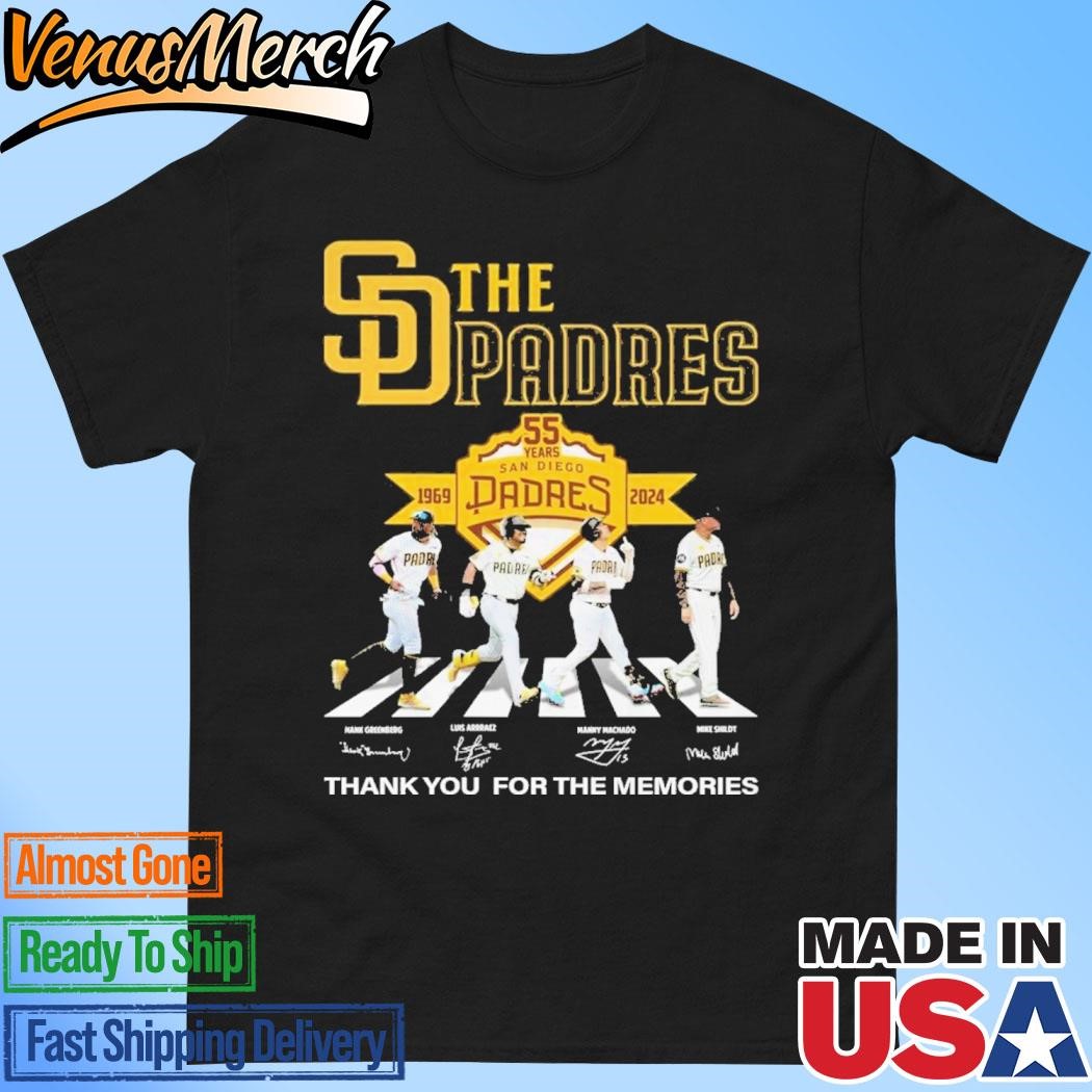 Official San Diego Padres 55 Years Of The Padres Champions 1969-2024 Thank You T-Shirt