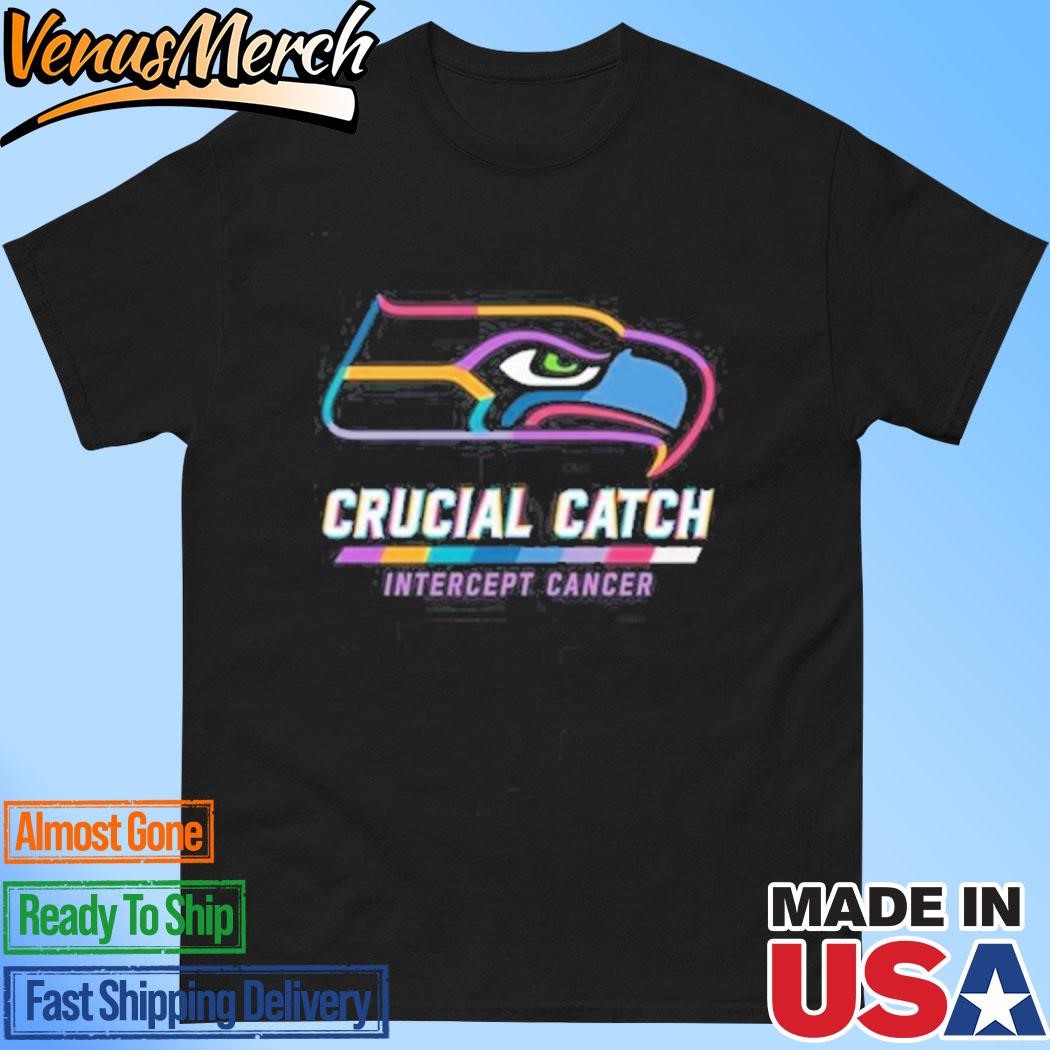 Official Seattle Seahawks 2024 Crucial Catch Intercept Cancer Awareness T-Shirt