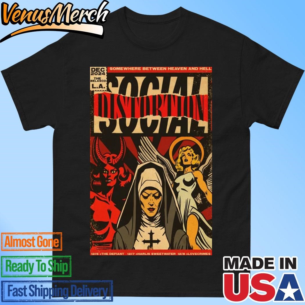 Official Social Distortion Dec 2024 Somewhere Between Heaven And Hell Poster Shirt