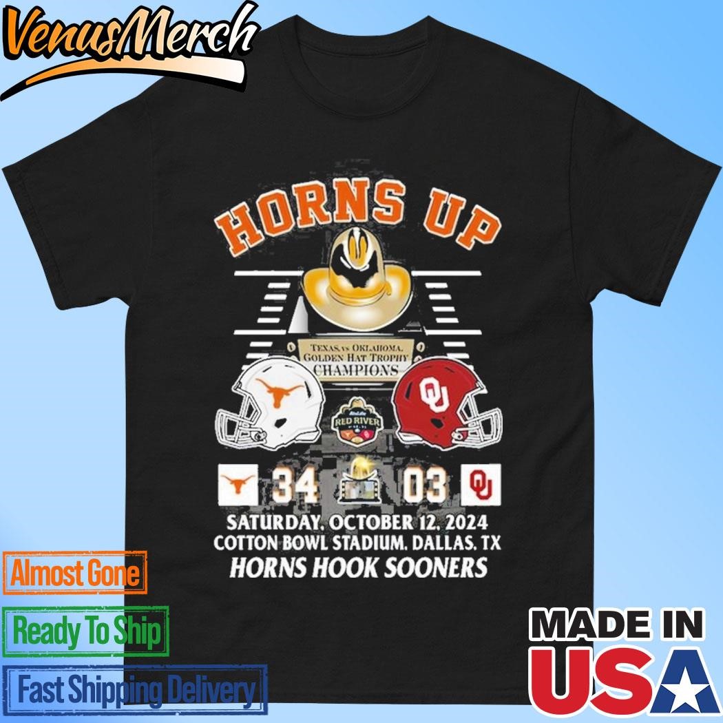 Official Texas Longhorns Horns Up 2024 Golden Hat Trophy Champions T-Shirt