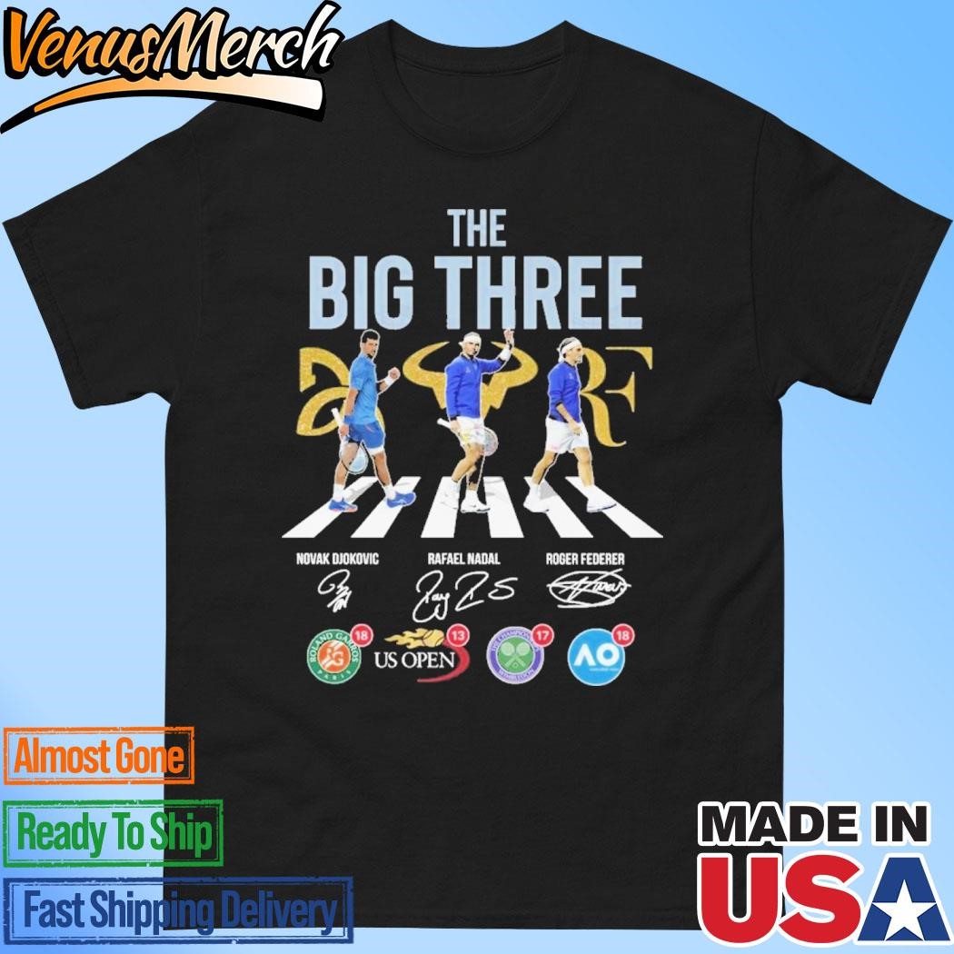 Official The Big Three Novak Djokovic x Rafael Nadal x Roger Federer Signature Unisex T-Shirt