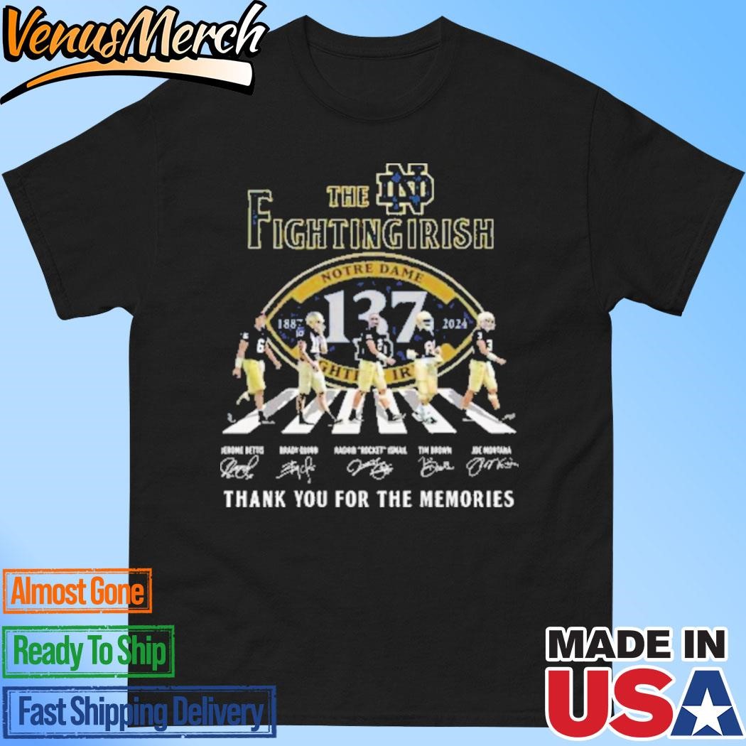 Official The Notre Dame Fighting Irish 1887-2024 Signature Thank You For The Memories Unisex T-Shirt